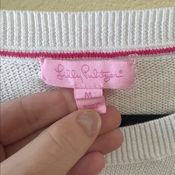 Lilly Pulitzer Pink and White Striped Sweater Size Medium - Picture 2 of 6